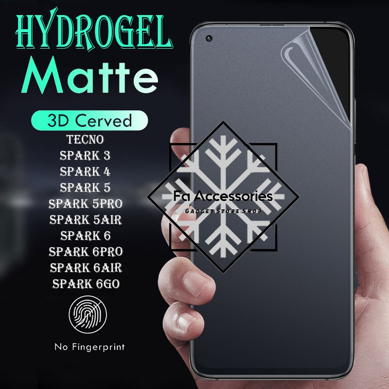 ANTI GORES JELLY MATTE HYDROGEL TECNO SPARK POVA NEO 2 3 4 4PRO 5 5PRO 5AIR 6 6PRO 6AIR 6GO GO 2019 2020 2021 2022 2023 5G AIR PRO SCREEN SHOCK