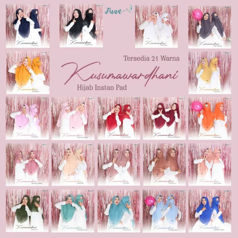 Khimar Hijab Kusumawardhani Instant Pad dan Non Pad by Puan (Siap Kirim)