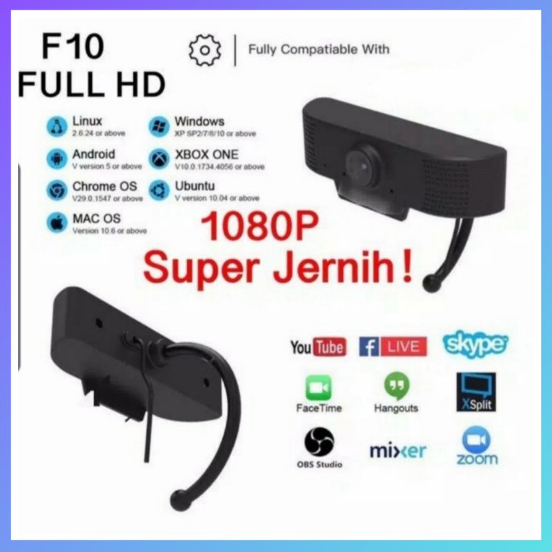 Webcam F10 FULL HD 1080P With Microphone Web Cam