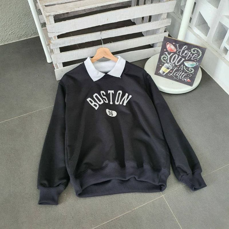 SWEATER UNISEX BOSTON /// CREWNECK UNISEX ALA KOREA TEBAL KEKINIAN TERBARU''