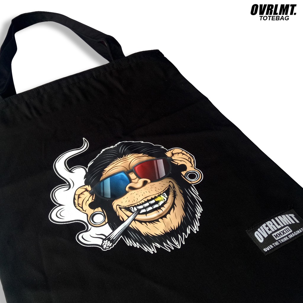 Tas Totebag OVERLIMIT Tote Bag Resleting Serba Guna / Totbag Distro Tas Tootbag Casual Tot Bag Motif Monkey