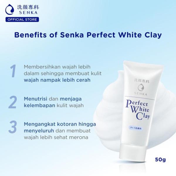 SENKA - Perfect White Clay Facial Foam From Japan 50g - Untuk Mengangkat Komedo &amp; Cerah_Cerianti