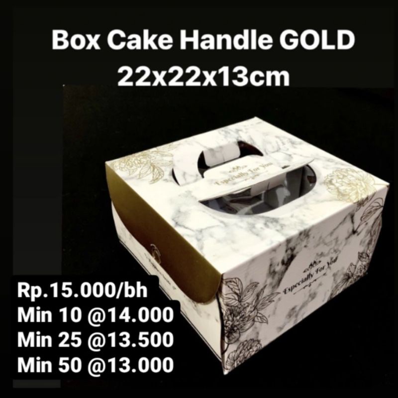 

Box Cake Handle GOLD 22x22x13cm