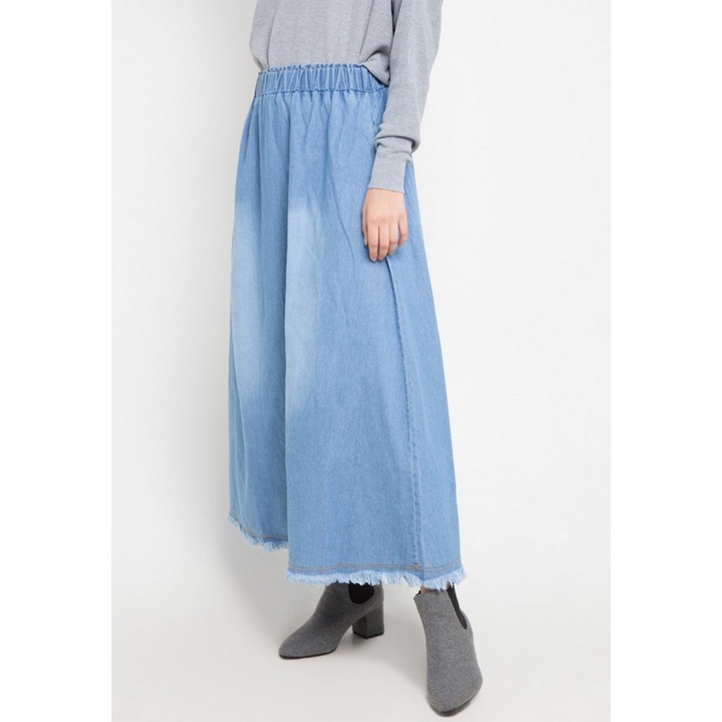  Rok  Panjang  Wanita Jeans Rawis XL ZAHRA SIGNATURE Long Skirt Denim Edgy Shopee Indonesia
