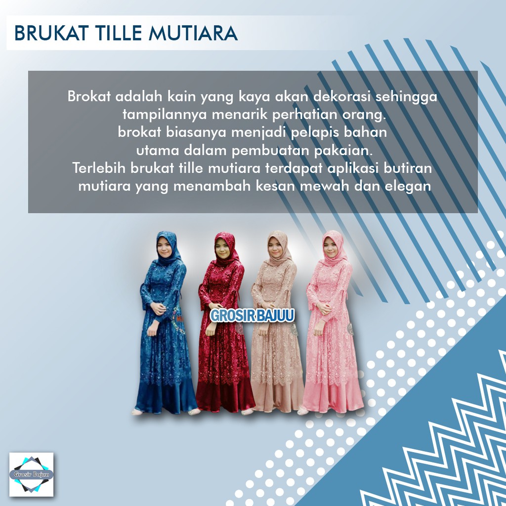 GAMIS BRUKAT PEVITA MUTIARA DRESS MUSLIM TILLE MUTIARA grosirbaju