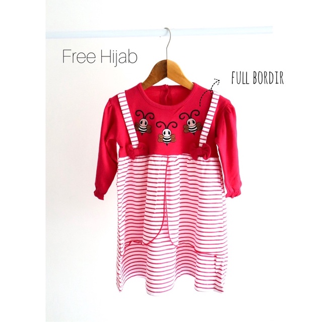 FREE HIJAB 100% cotton double knit Little Bers Setelan Gamis Baju Muslim Hijab Lucu Fashion Anak Bayi Perempuan Cewek Terlaris Terbaru