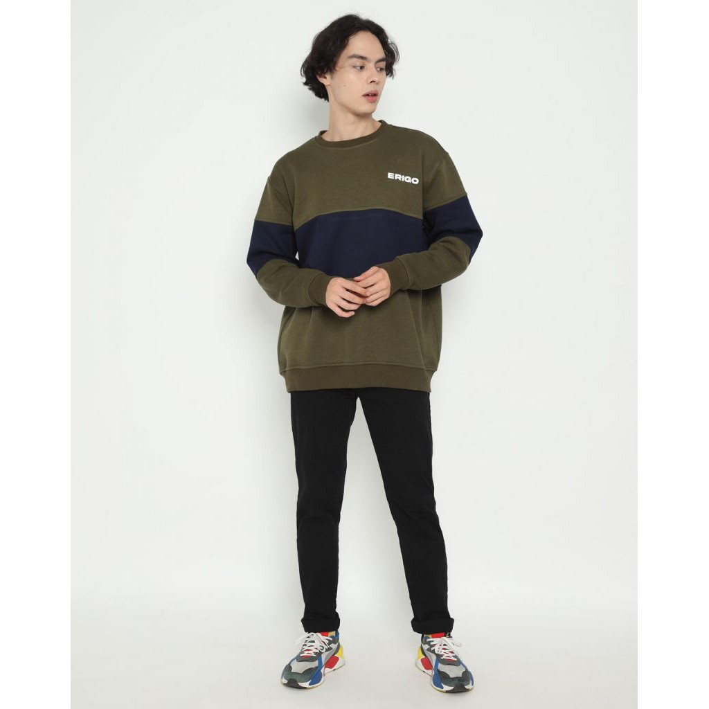 Erigo Sweatshirt Stripe Shinju Olive-2