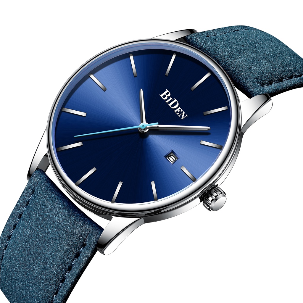 Biden 0169 Jam Tangan Pria Analog Tanggal Stainless Steel Band Calendar Quartz Watch Original Water Resistant 30 Meter