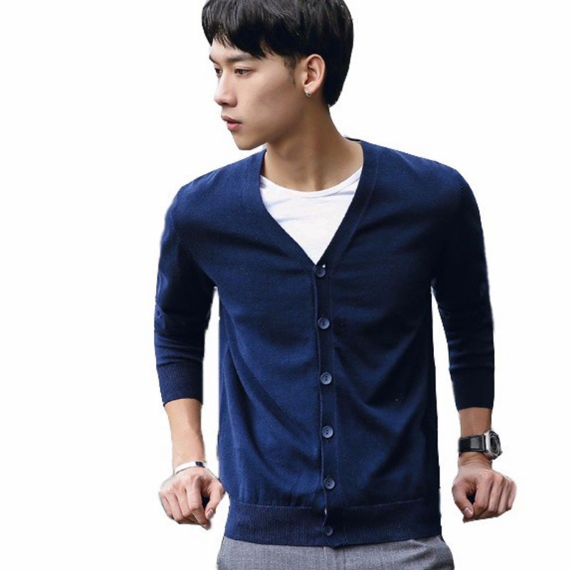 fashion Cardigan Rajut Knitting Tangan Panjang Pria - Alvin