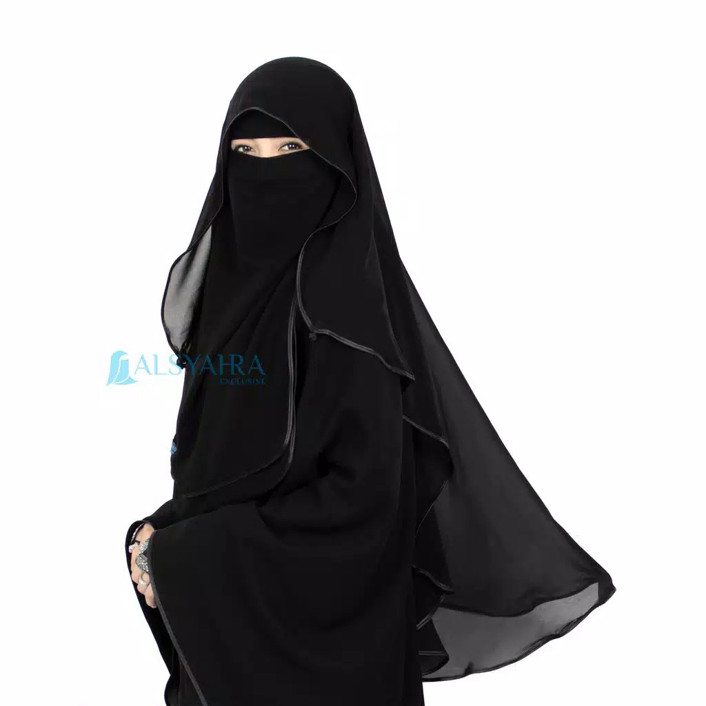 Alsyahra Exclusive Niqab Butterfly Hijrah Sifon Silk Jetblack