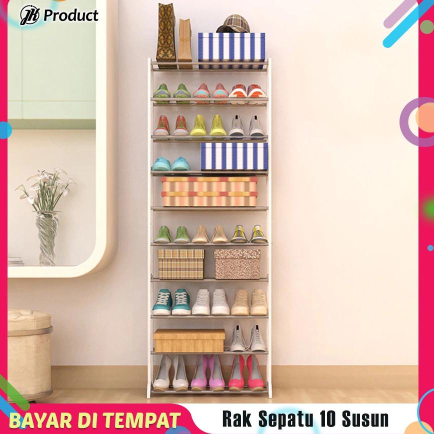 [KODE 9626] Rak Tempat Sepatu Sandal 10 Susun Rakitan Rak Display Dagangan Toko Jilbab Serbaguna
