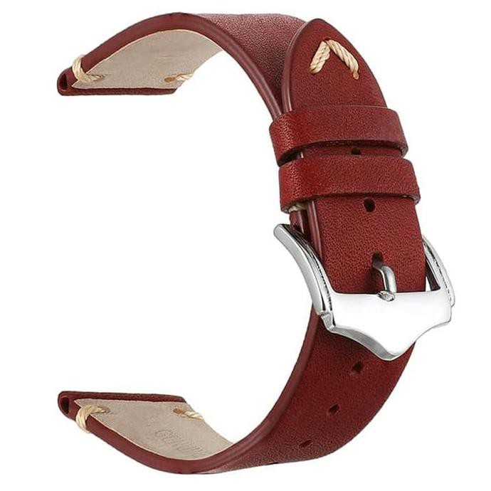 20mm, 22mm Maroon Leather Rolex Steap Tali Jam Kulit Asli