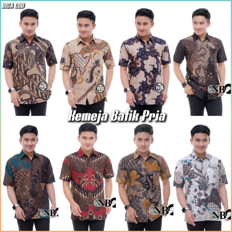 BSWART Batik HRB026 Kenongo Hem Pendek Padi Pekalongan M L XL XXL  Batik Pria MURAH Modern Grosir