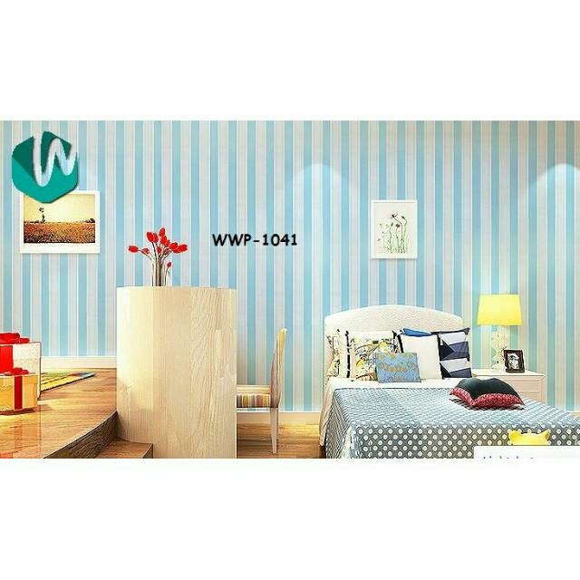 WALLPAPER STICKER | MOTIF GARIS BIRU MINIMALIS