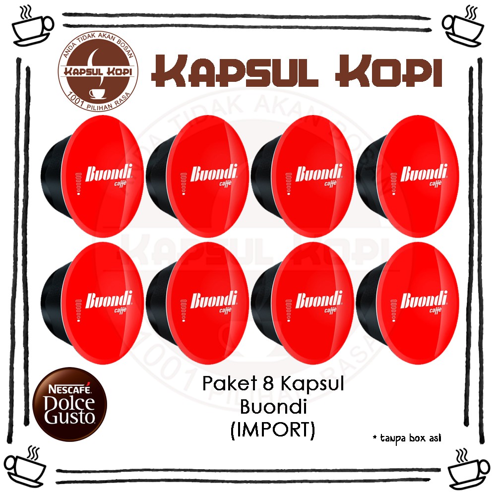 

Paket 8 KapsulKopi Espresso Buondi Ecer Nescafe Dolce Gusto Import