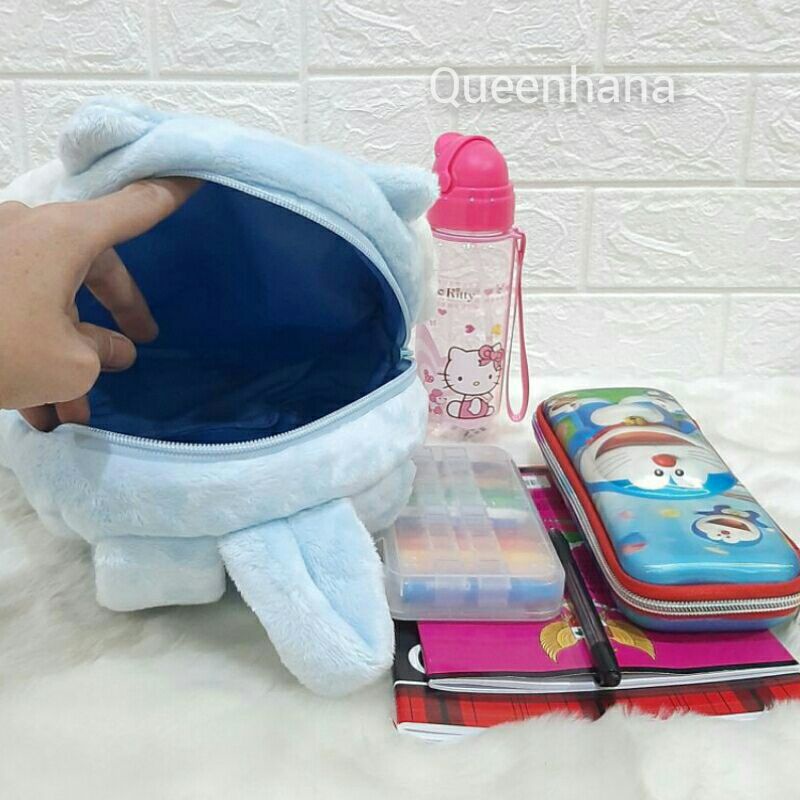 Tas Ransel Boneka Bulu Soft Karakter / Bagpack Kaki Tangan Depan Resleting Bulu Soft Karakter