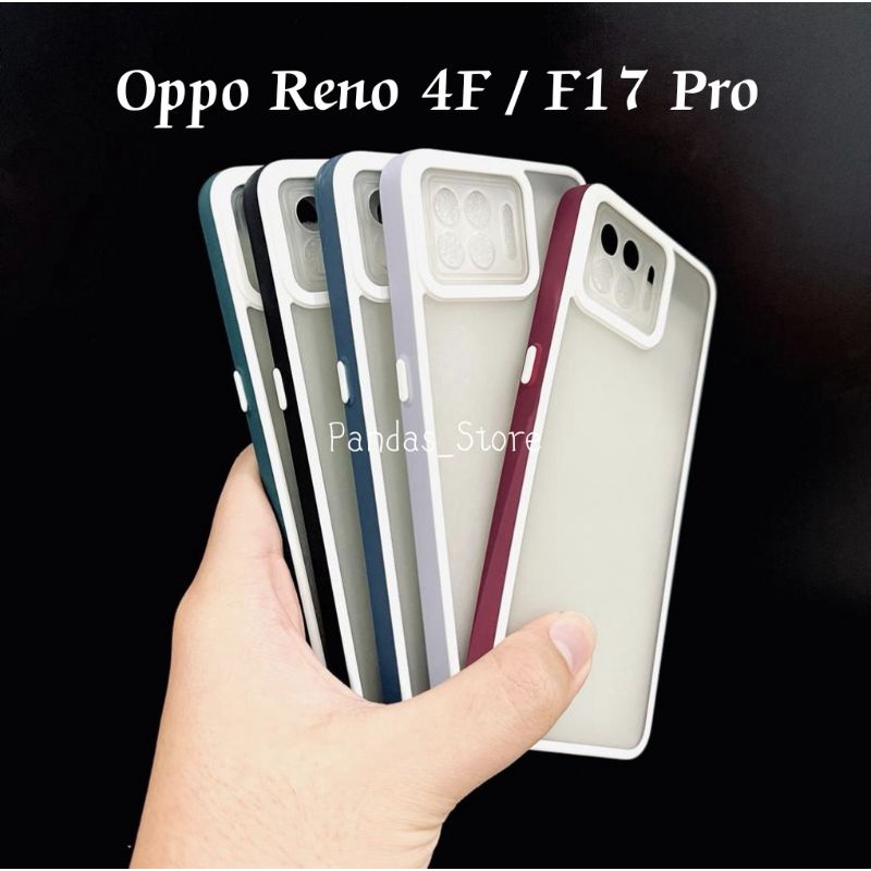 Pro Hybird Oppo Reno 4F / F17 Pro Softcase Halus dan Elegan / Pinggiran Garis Putih Keren (Pandas)