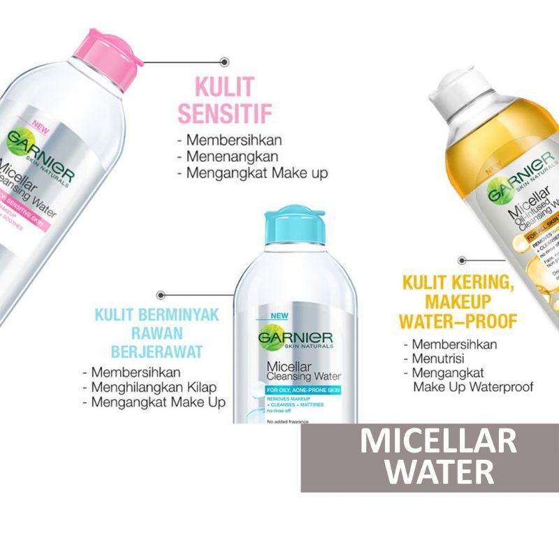 Garnier Micellar Water Pink Skin Care 125ml / Pembersih Wajah / Untuk Kulit Sensitif BPOM ORIGINAL