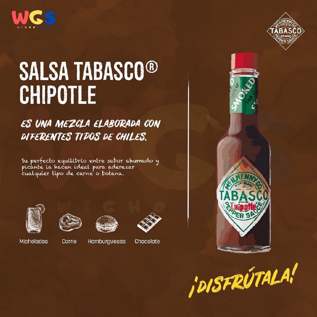 Tabasco Brand Chipotele Pepper Sauce Gluten Free Non GMO 5 fl oz 148ml