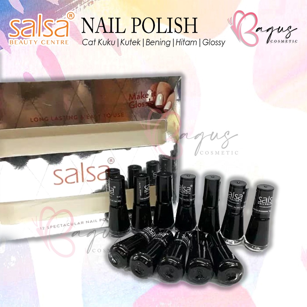 ⭐BAGUS⭐ (ECER) SALSA NAIL POLISH / KUTEK / CAT KUKU HITAM BENING MERAH MATTE GLOSSY 6ML