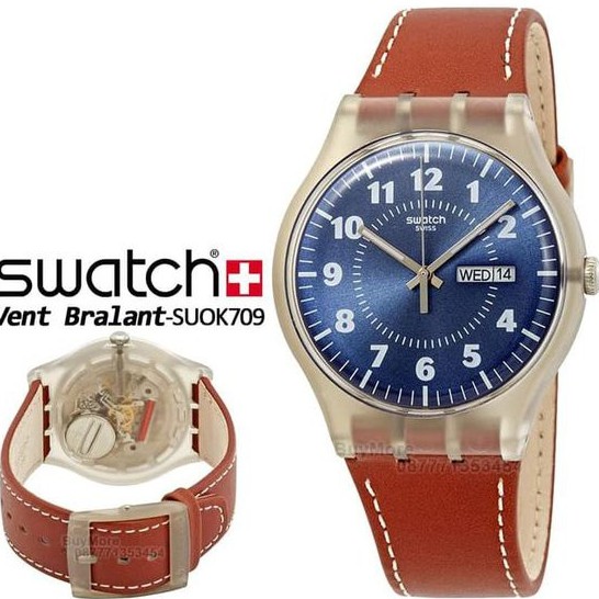 SWATCH SUOK709-JAM TANGAN PRIA ANALOG-VENT BRULANT-ORIGINAL GARANSI RESMI 2 TAHUN-TRANSPARAN