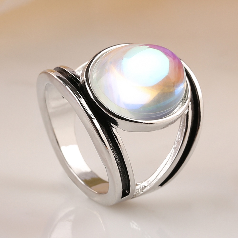 Hu Hu Hu Hu Hu Alat Bantu Pasang Kacamata♡ Cincin Batu Moonstone Imitasi Bentuk Oval Besar Aneka Warna Untuk Wanita