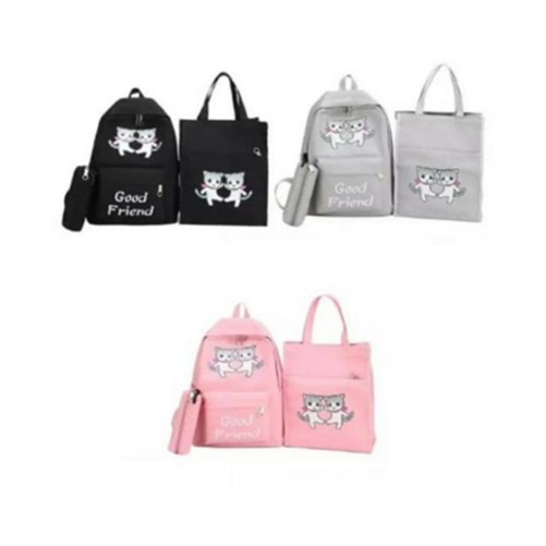 Tas ransel canvas kucing kembar 3 in 1