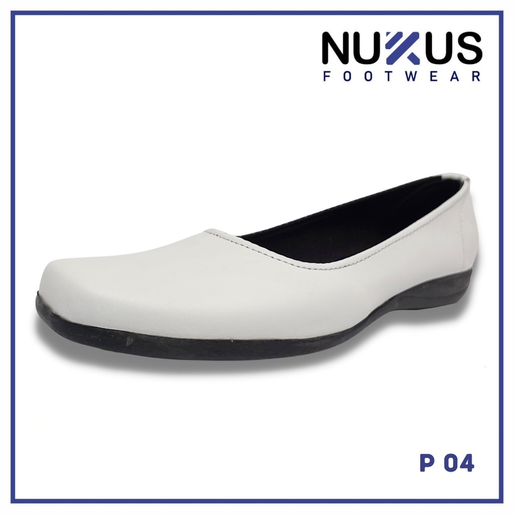 Sepatu Pantofel Flat Putih Wanita - P04