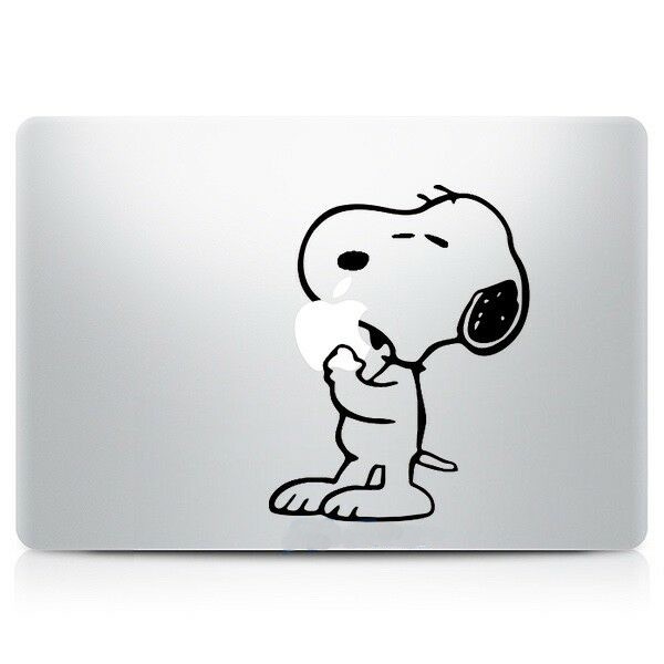 Stiker Snoopy Dog Eat Apple - Laptop Macbook Decal Sticker