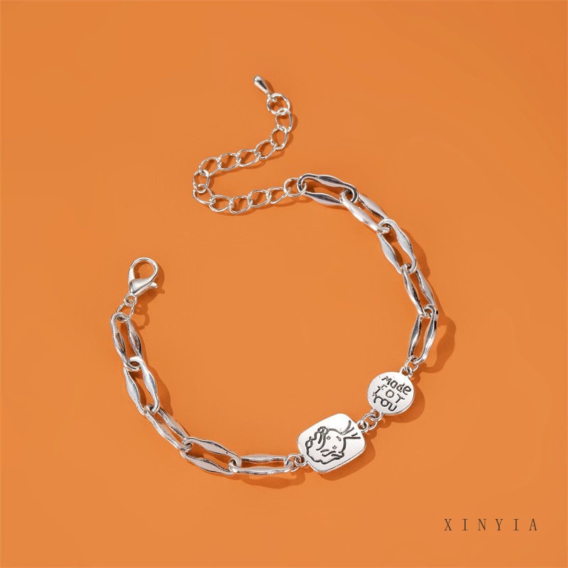 Gelang Bangle Desain Little Prince Warna Silver Gaya Retro Korea Untuk Wanita