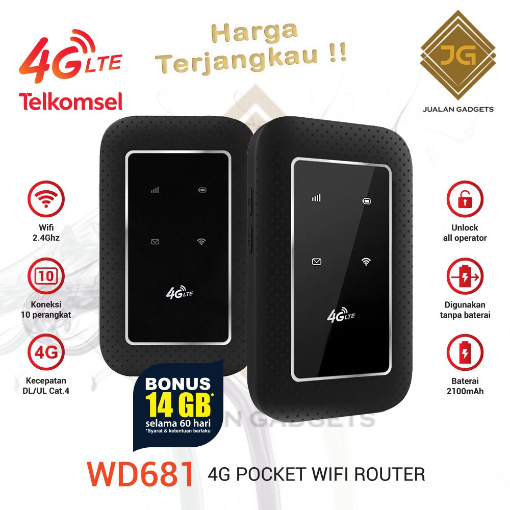 Modem Mifi Wifi 4G Telkomsel Unlock All Operator JIO WD681 - Garansi
