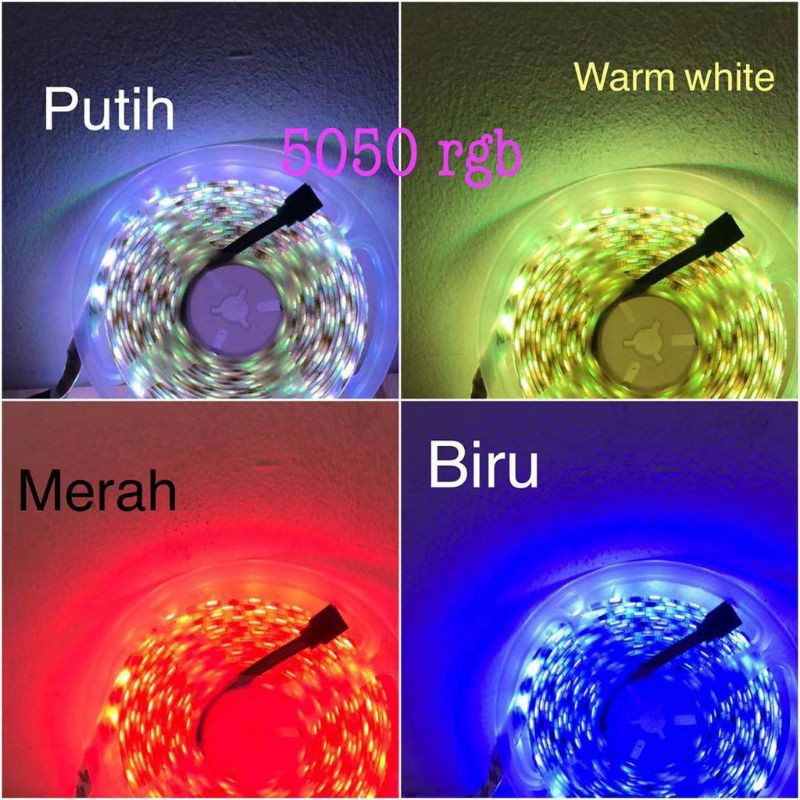 Lampu Led Strip 3528 2835 5050 Rgb Warna Warni IP 44 Adaptor Remote Lampu Tik Tok