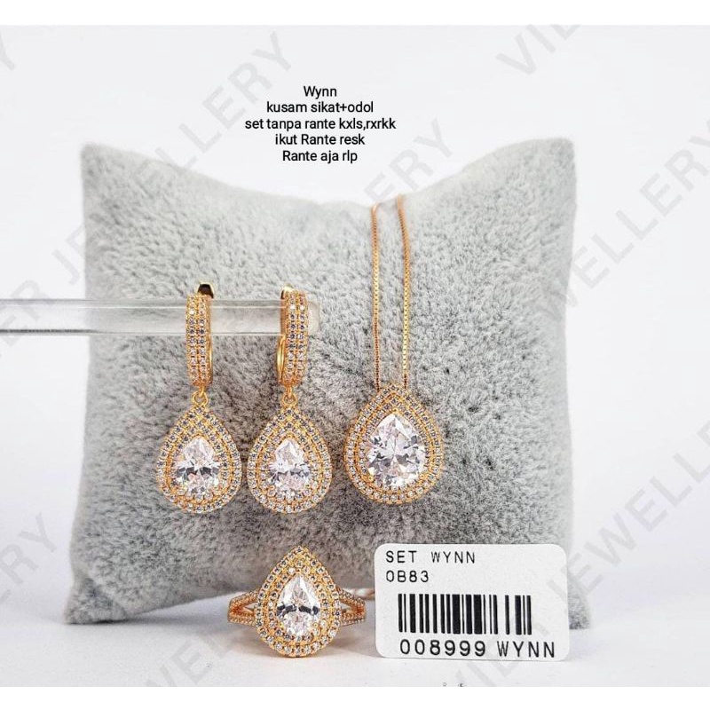 Set wynn titanium replika diamond Eropa,lapis mas 22k,tidak luntur,kusam sikat pelan+odol,Gratis box