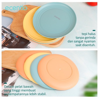 ecentio 6pcs Piring  Makan plastic  round dinner Plate Warna 