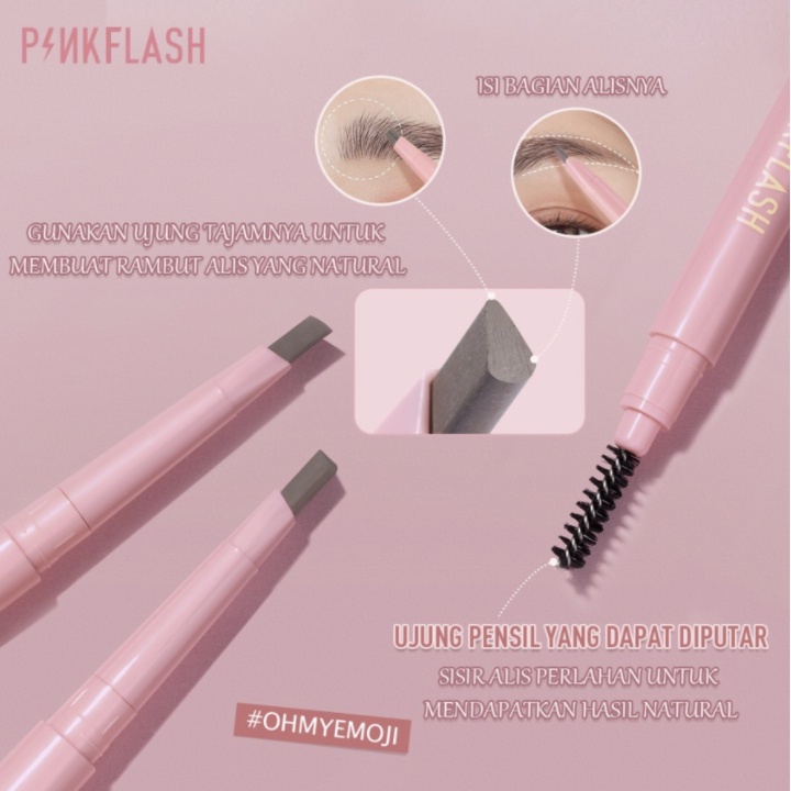 [ PINKFLASH ] OhMyEmoji Automatic Eyebrow Pencil Tahan Air Pigmen Pensil Alis PF013