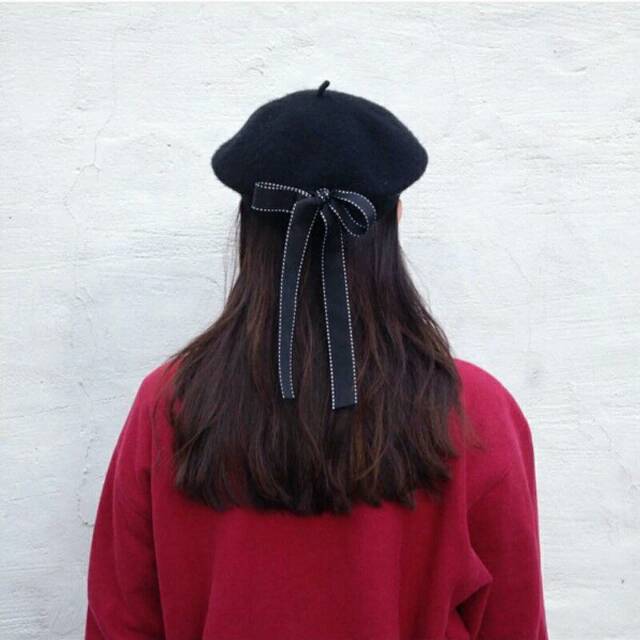 WOOLEN BOW BERET #1407