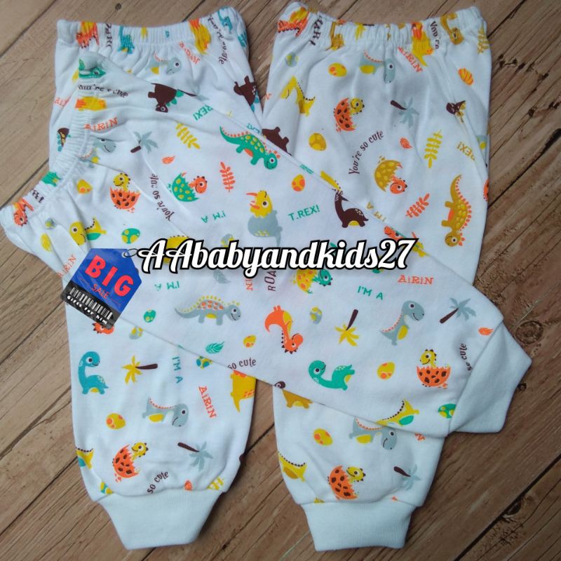 3PC AIRIN CELANA BAYI PANJANG NEWBORN MOTIF PRINT LEMBUT DAN SNI