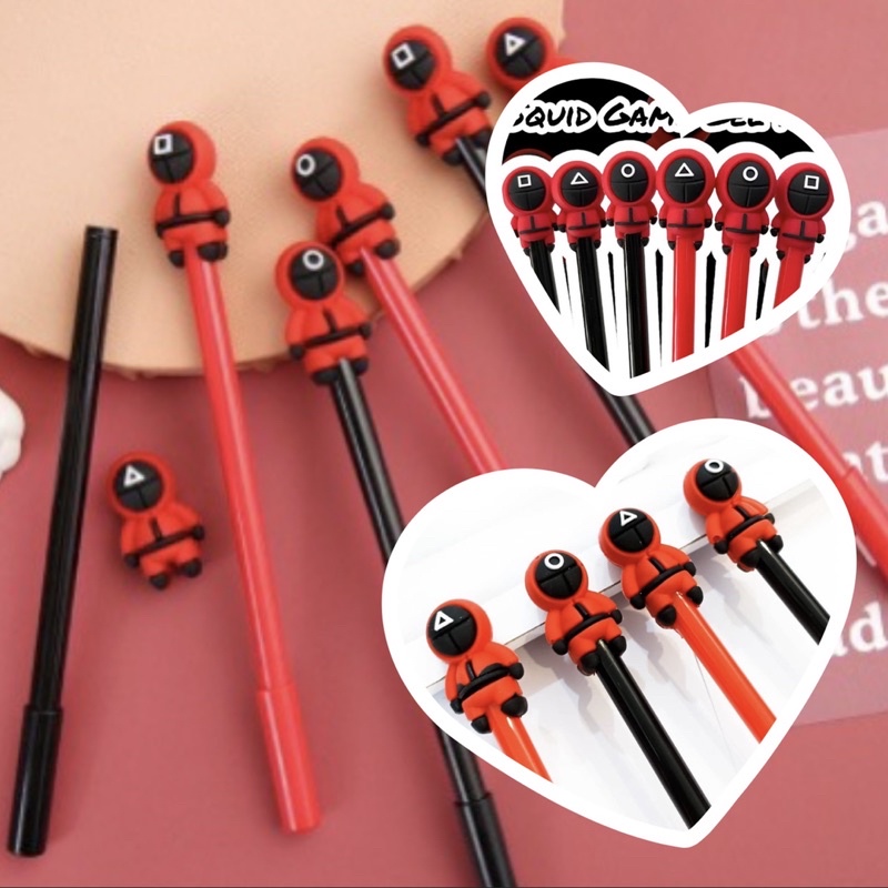 Pulpen Gel 12pc BTS Kipas Pena Bt21 Squid Game Karakter Bolpoin lusinan Grosir