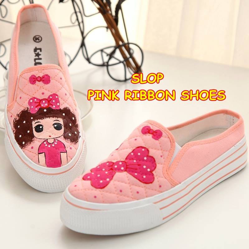 SEPATU WANITA SLOP RIBBON PINK