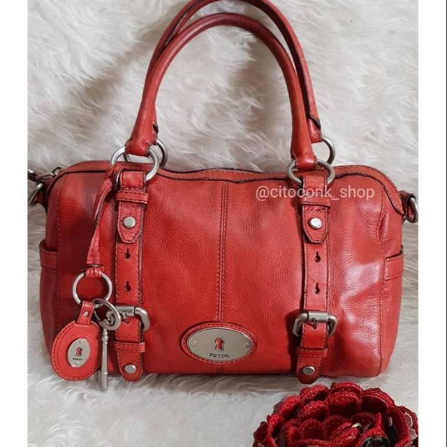 FOSSIL MADDOX SATCHEL RED LARGE