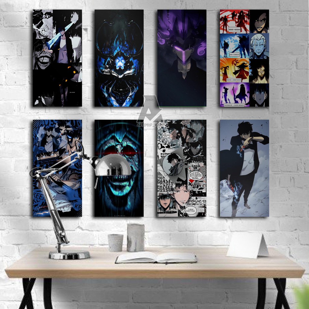 POSTER KAYU Hiasan dinding SOLO LEVELING Hiasan Kamar Poster Kayu 15x30cm Pajangan Rumah/ dekorasi