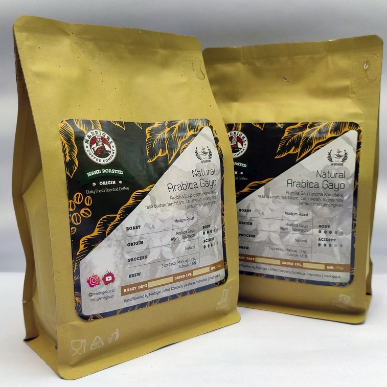 

Kopi Arabica Gayo Natural Medium Roast Madrigal Coffee 1000gr