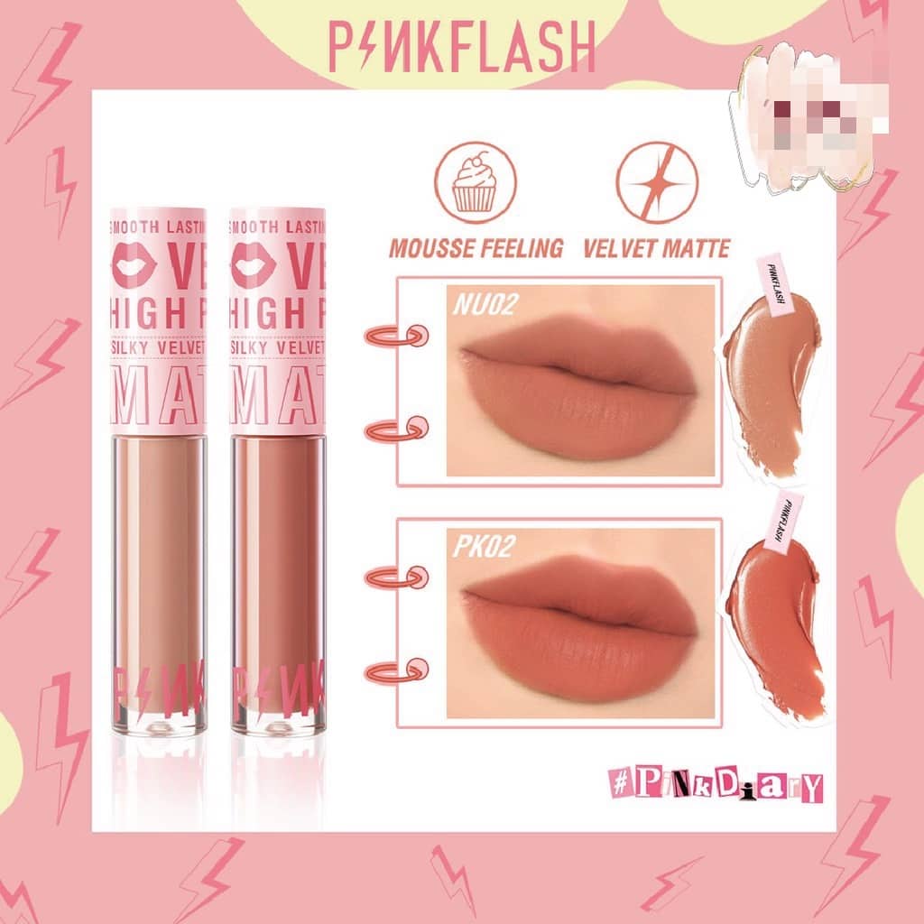 PINKFLASH SILKY VELVET LIPCREAM ORIGINAL BPOM - PINK FLASH LIP MATTE | LIP CREAM | LIPSTICK | PINK DIARY | WATERPROOF | TAHAN AIR