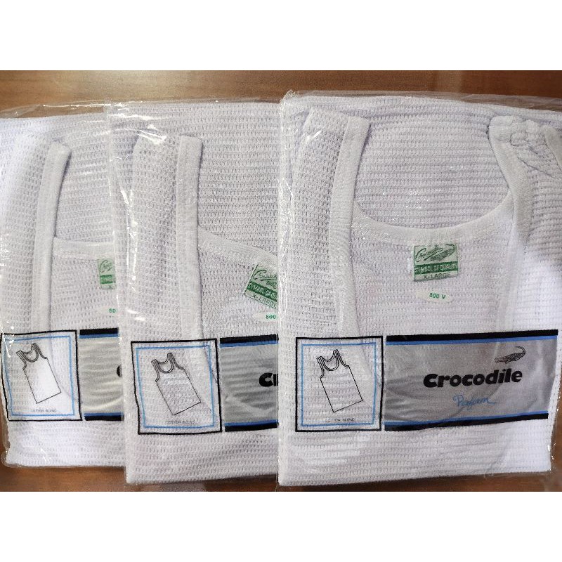 SINGLET CROCODILE JALA PUTIH  ORIGINAL, KUTANG JALA CROCODILE 800 V,  (1 IN 1 ), ORIGINAL, ASLI, ADEM