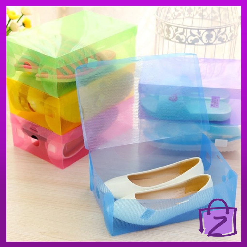 Kotak Sepatu Warna Transparan | Box Sepatu Sandal Transparan Warna | Kotak Sepatu Bongkar Pasang | S