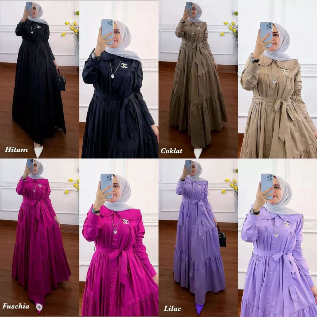 DISKON KINANTI DRESS- dress wanita / dress kondangan / dress polos / dress murah / dress wanita muslimah