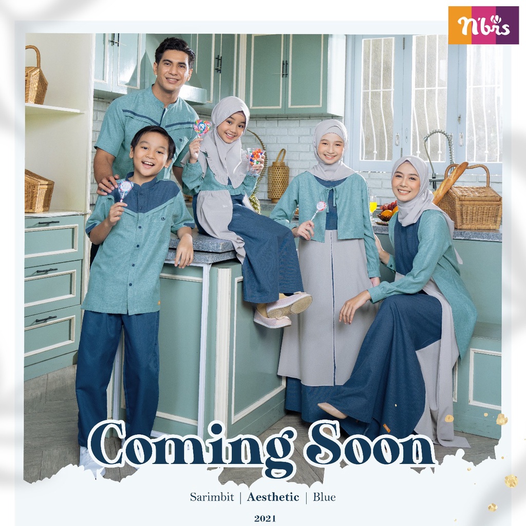 Baju Couple Keluarga Sarimbit Nibras Terbaru 2022 Aesthetic Blue Pasangan Seragam Keluarga Dress Mus