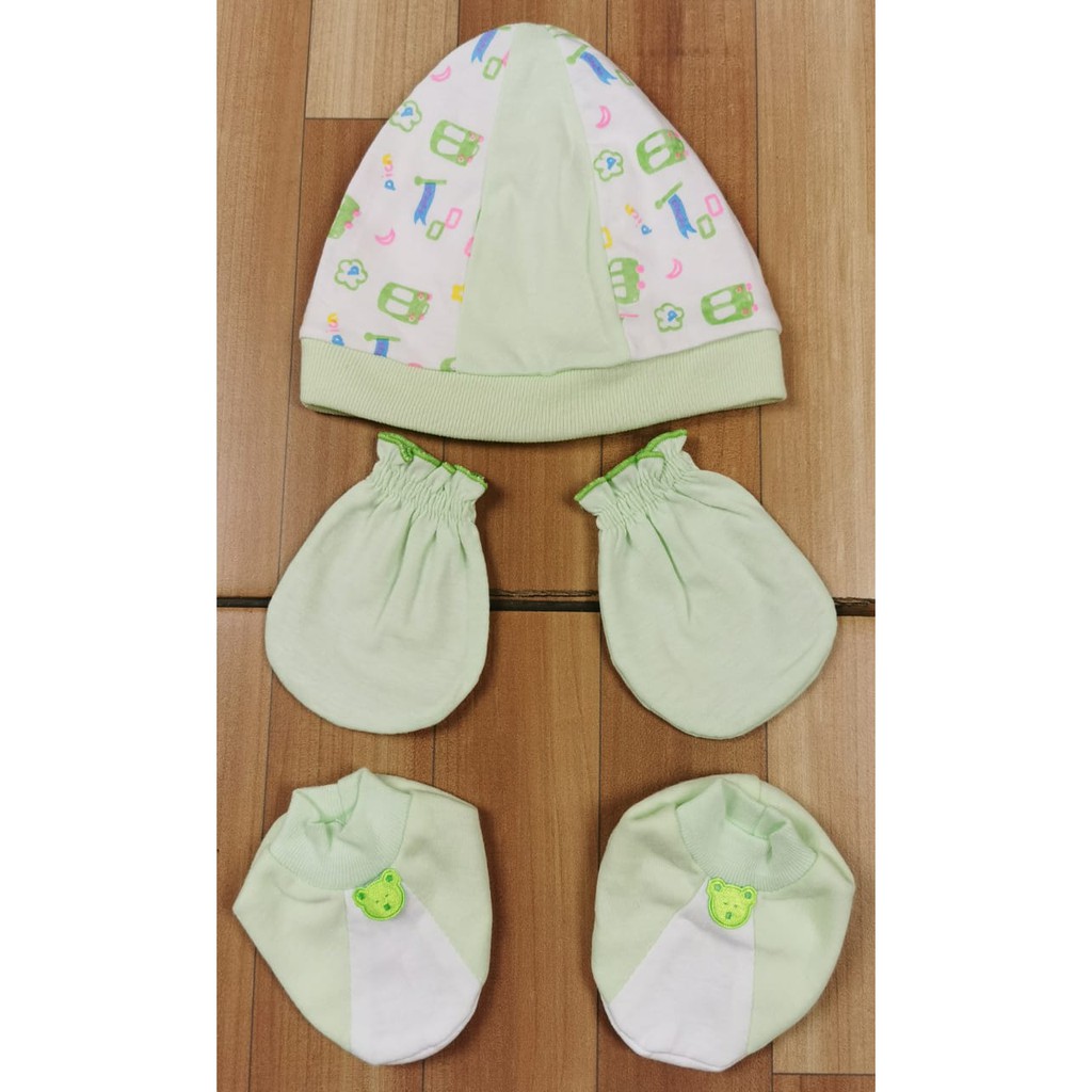 Topi bayi sarung tangan kaki set katun /Topi newborn Set/ Topi kupluk bayi baru lahir