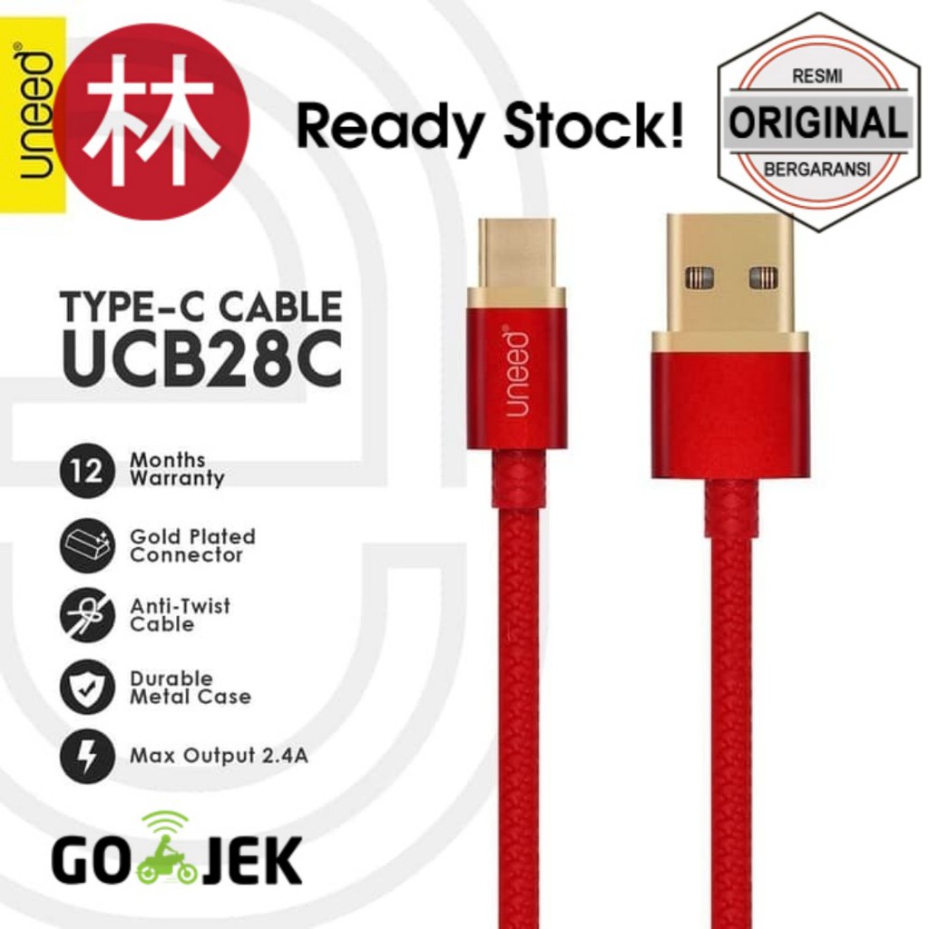 Uneed UCB28C Gold Plated Kabel Data Type-C Fast Charging Max 2.4A