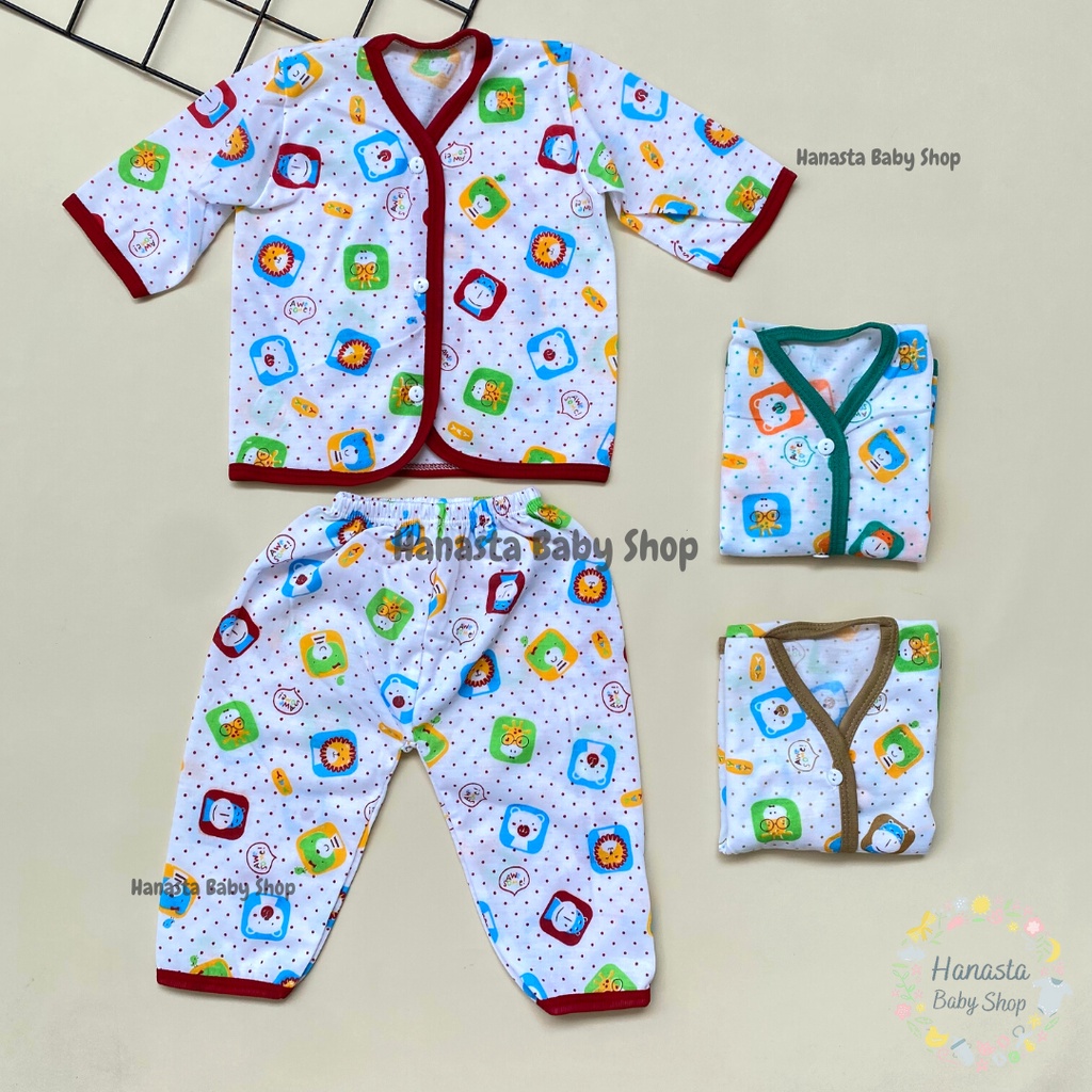 Baju Bayi Setelan Panjang Newborn Katun Animal Bintik